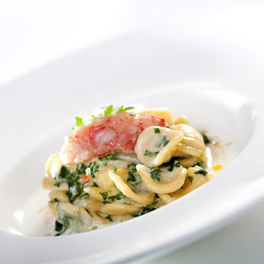 Orecchiette con gamberi e spinaci - Puglia