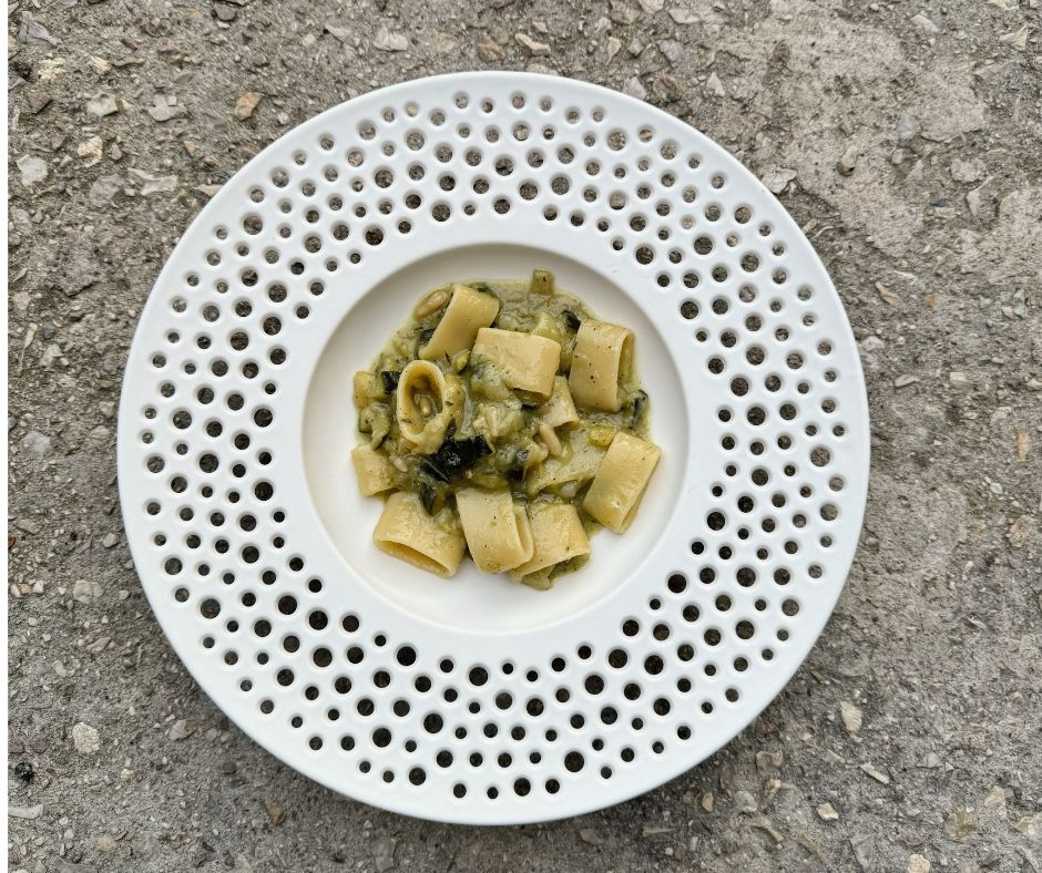 Calamarata con Pesto di zucchine, basilico e pinoli dello Chef Alessio Da Prato