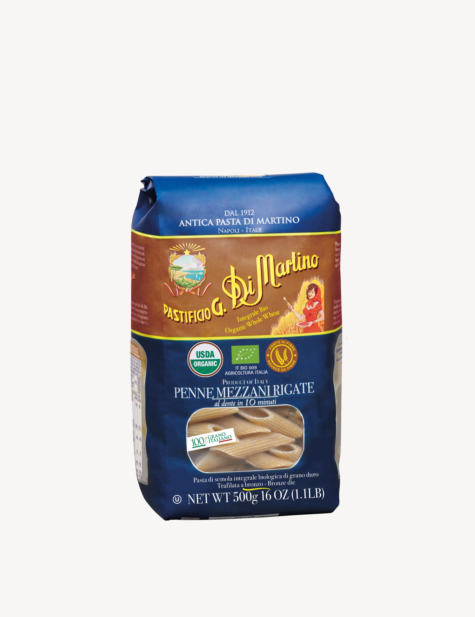 Penne Mezzani Rigate Wholewheat-Bio