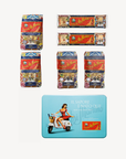 Turquoise tin box with pin-up (classic shapes)